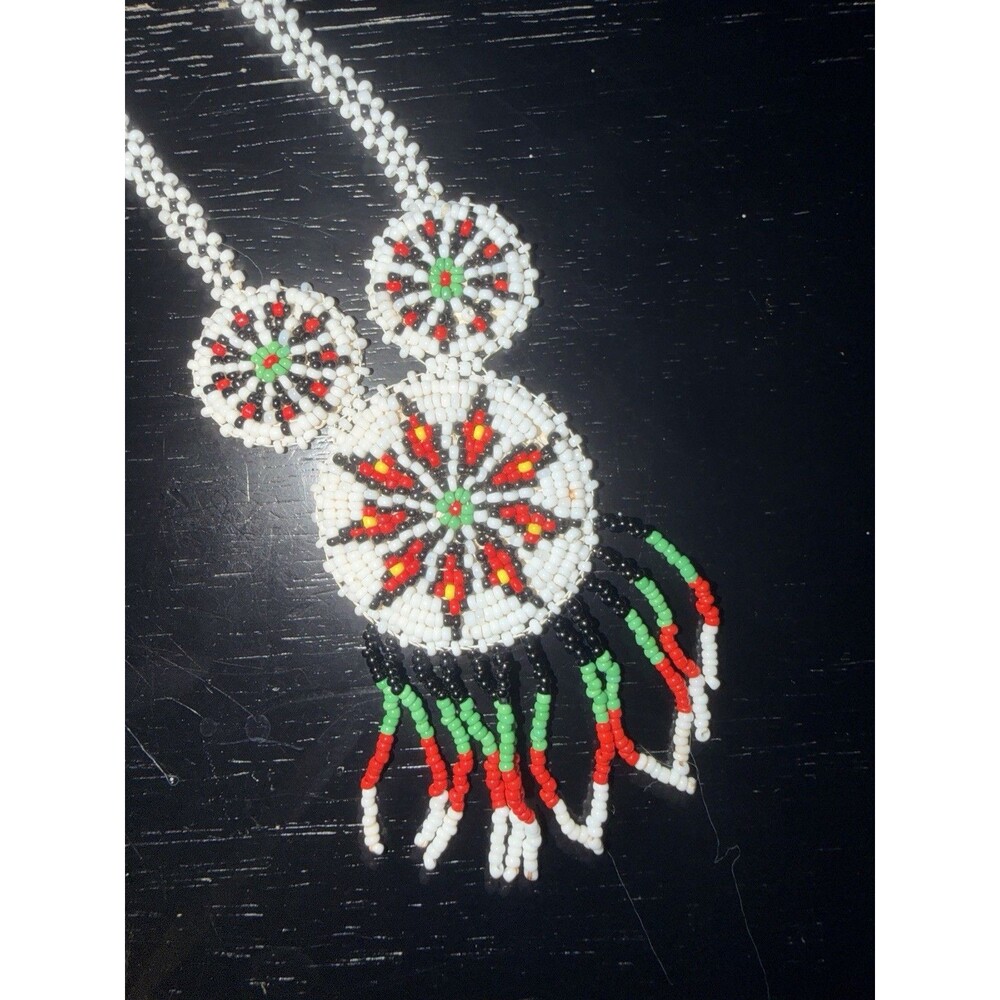 Native American Northern Plains Tribe Seed Beaded Medallion Necklace Handmade